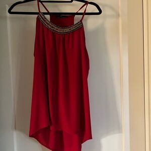 Ro & De Red Camisole with Beaded Neckline